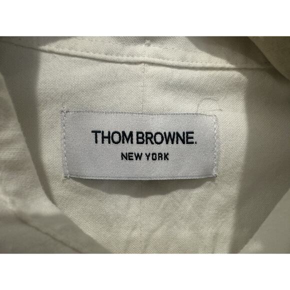 Thom Browne Travel Icon Embroidery Shirt Men White Button Down Long Sleeve Sz M - Picture 3 of 6